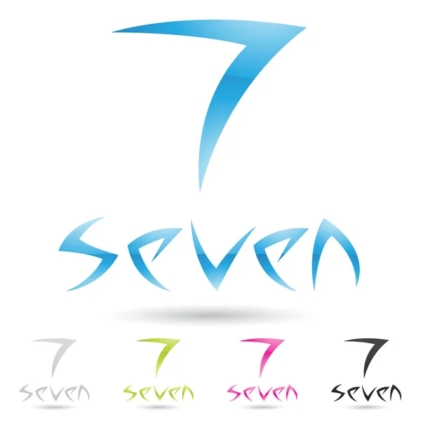 Ícones coloridos e abstratos para o número 7, conjunto 2 — Fotografia de Stock