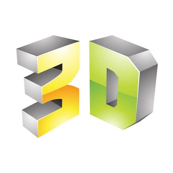 3D symbol technologia wyświetlania — Zdjęcie stockowe