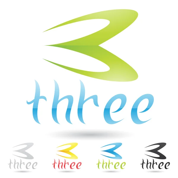 Kolorowe i streszczenie ikony dla liczby 3, zestaw 1 — Zdjęcie stockowe