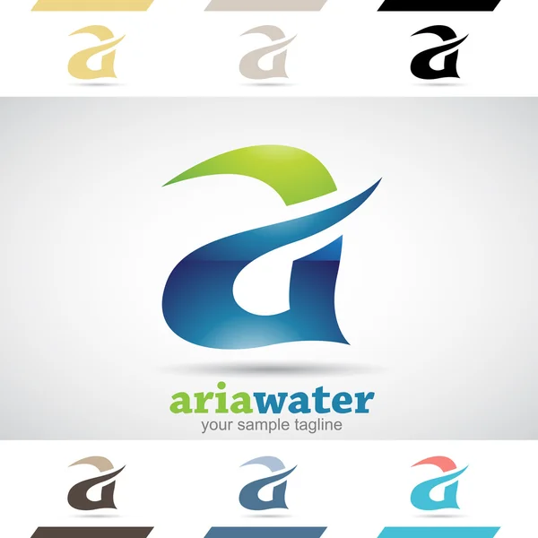 Синий и зеленый логотипы и иконки буквы А — стоковое фото