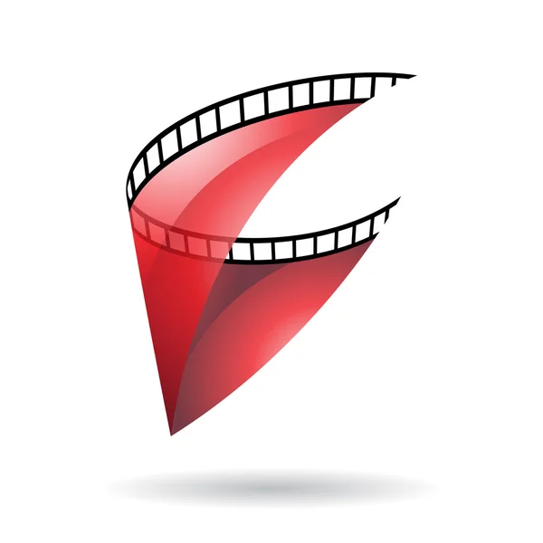 Ícone de bobina de filme transparente vermelho — Fotografia de Stock