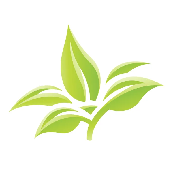 Ikona zelené lesklé listy — Stock fotografie