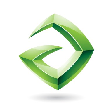 Harf A 3D keskin parlak yeşil Logo Simge tabanlı