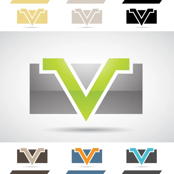 徽标的形状和字母 V 图标 — 图库照片