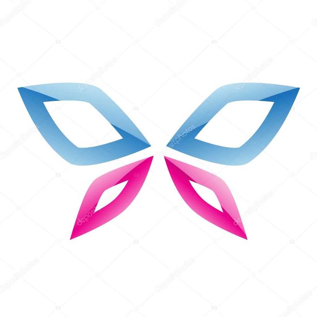 Blue and Pink Butterfly Icon