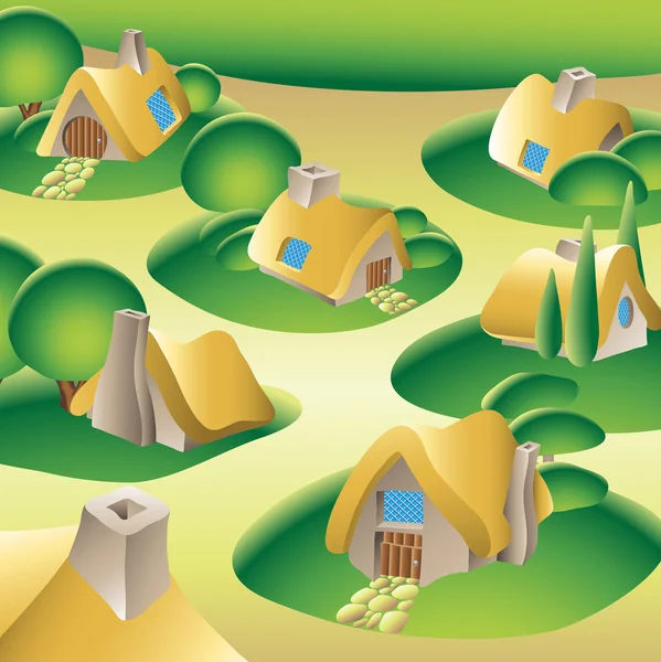 Fairy tale village illustration — Stock Photo, Image