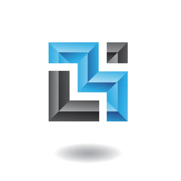 3D ikona logo niebieski i czarny — Zdjęcie stockowe