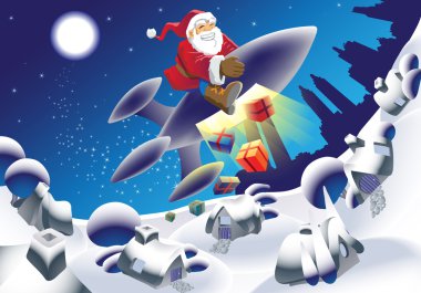 Roket santa illüstrasyon