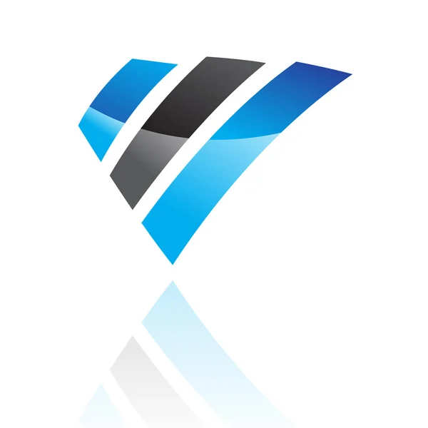 Soyut mavi ve siyah logo simge — Stok fotoğraf