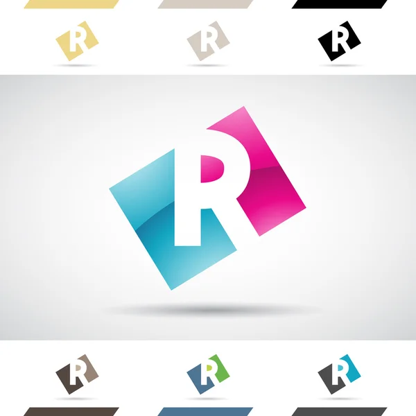 徽标的形状和字母 R 图标 — 图库照片