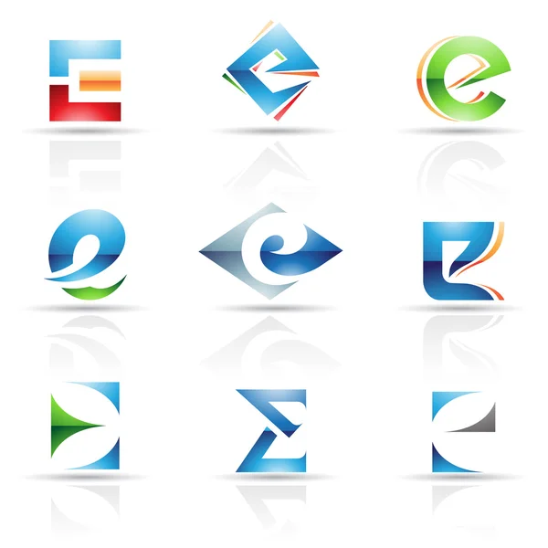 Błyszczący ikony na literę e — Zdjęcie stockowe