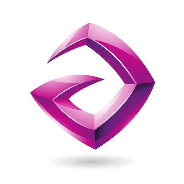 Ícone de logotipo magenta brilhante afiado 3d com base na letra A — Fotografia de Stock