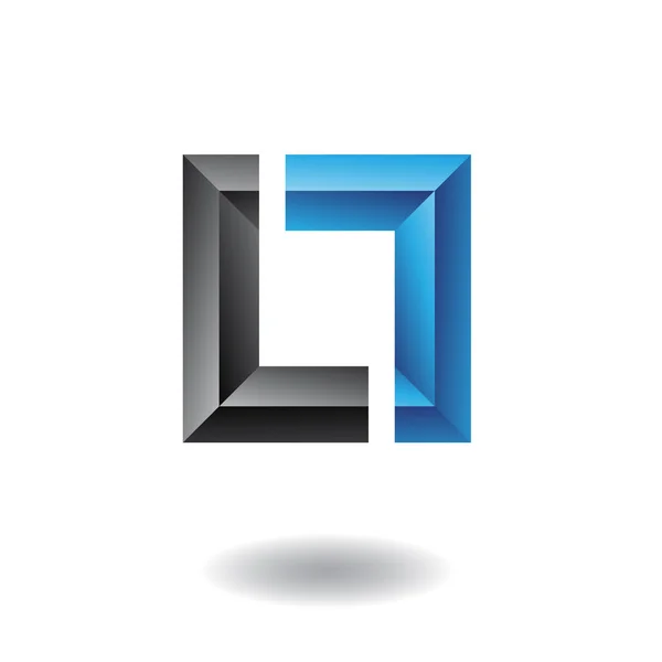 Icona logo 3d blu e nero — Foto Stock