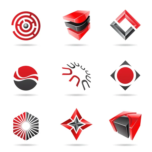 Abstraktes schwarz-rotes Icon Set 18 — Stockfoto