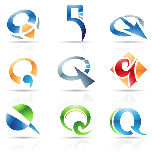 Glossy Icons for letter Q — Stock Photo, Image