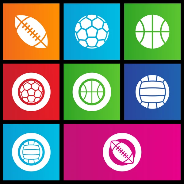 Metro style sports balls icons — Stock Photo, Image