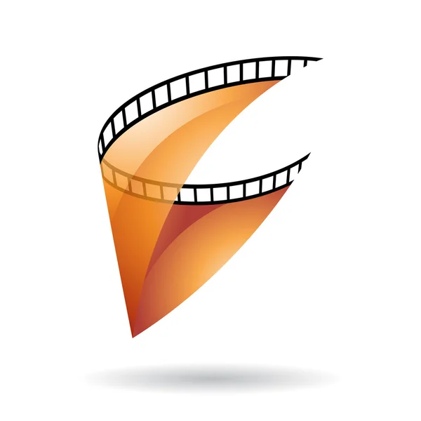 Ícone de bobina de filme transparente laranja — Fotografia de Stock