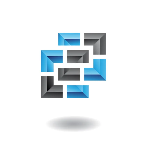 3d azul y negro icono del logotipo — Foto de Stock