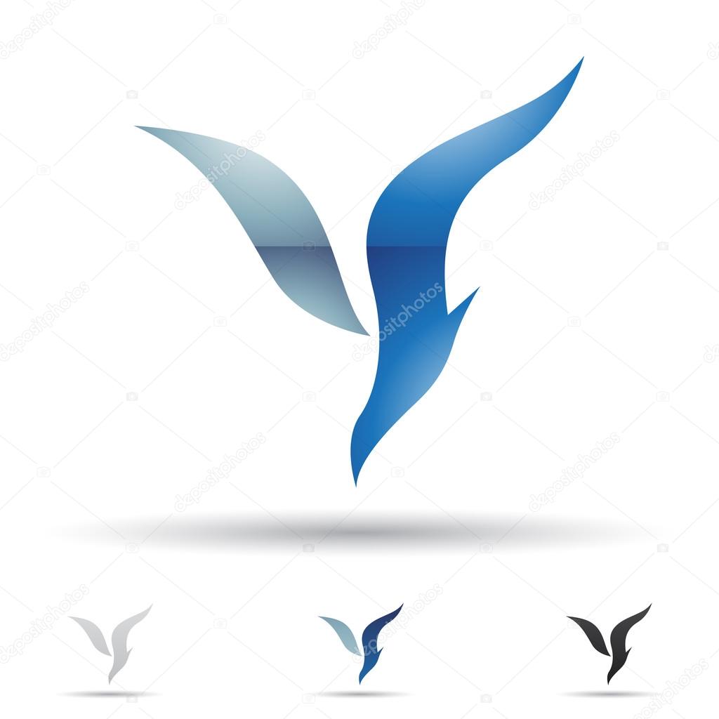 Vector illustration of abstract icons based on the letter Y