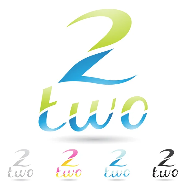 Kleurrijke en abstracte iconen voor nummer 2, instellen 7 — Stockfoto