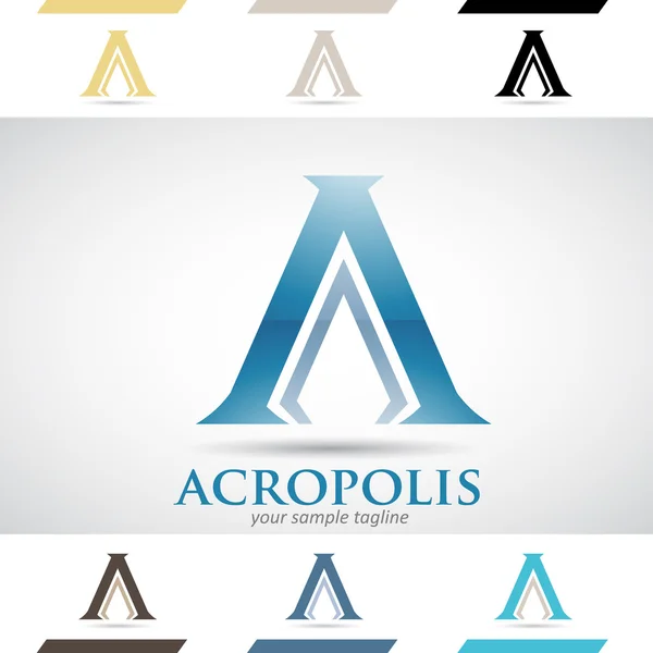 Синьо-коричневий логотип Форми та ікони букви А — стокове фото
