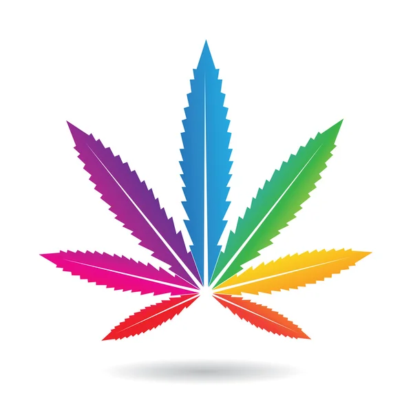 Folha de Cannabis em cores arco-íris — Vetor de Stock