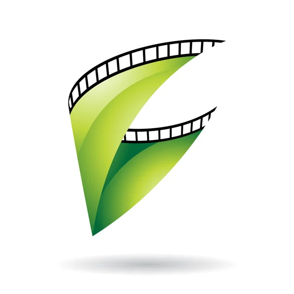 Icono de carrete de película brillante verde — Archivo Imágenes Vectoriales