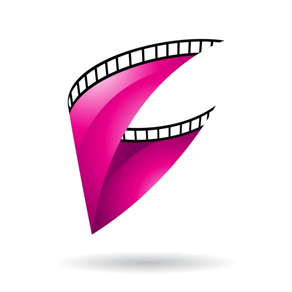 Magenta Glossy Film Reel icon — Stock Vector