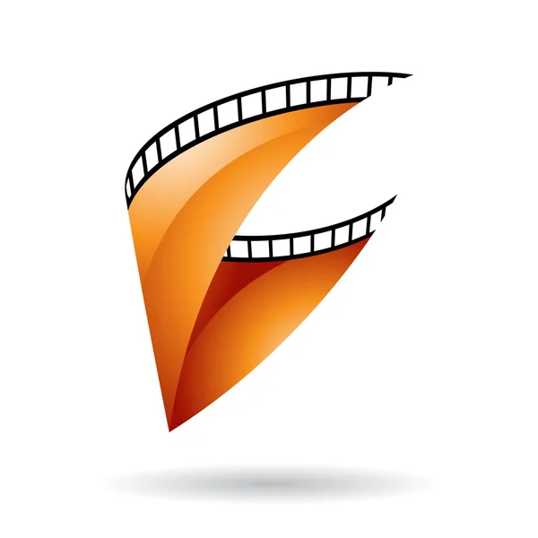Icono de carrete de película brillante naranja — Archivo Imágenes Vectoriales