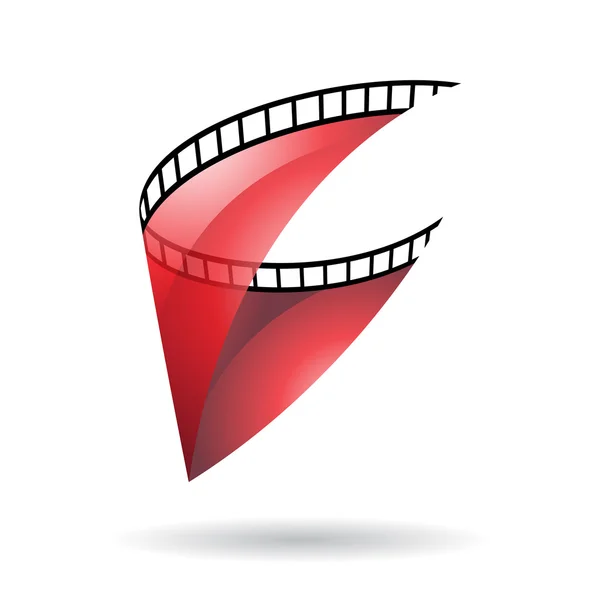 Icono de carrete de película transparente rojo — Vector de stock