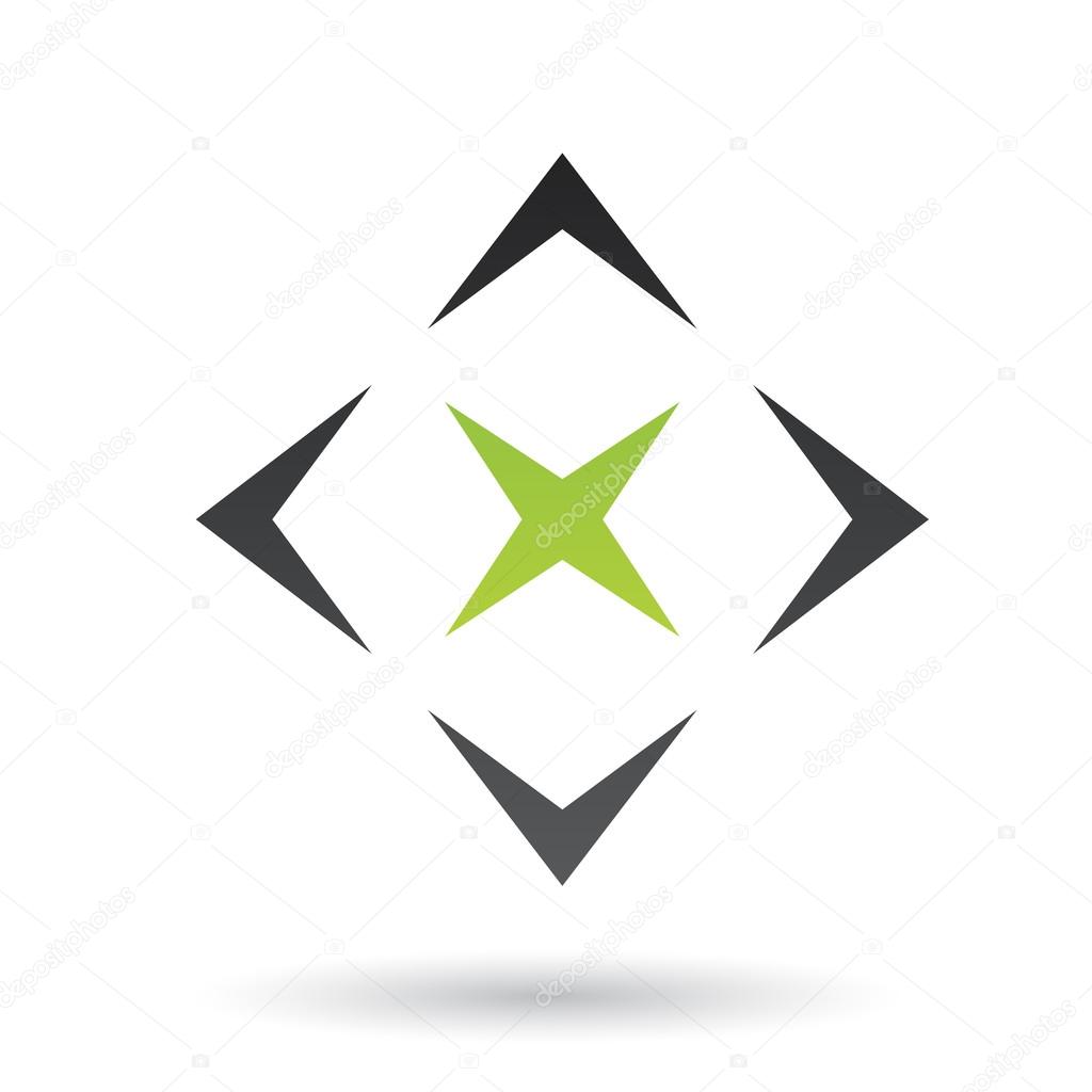 Green and Black Abstract Icon Illustration isolated on a white background