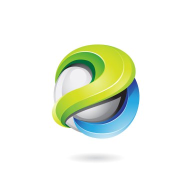 3D parlak Logo simge vektör çizim