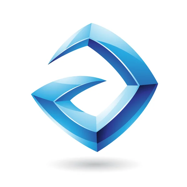 3D απότομη γυαλιστερό μπλε εικονίδιο με το λογότυπο που βασίζεται σε γράμμα A — Διανυσματικό Αρχείο