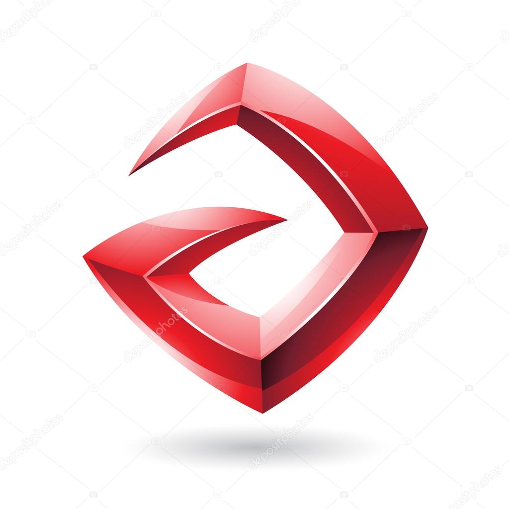 Vector Illustration of a 3d Sharp Glossy Red Logo Shape based on Letter A