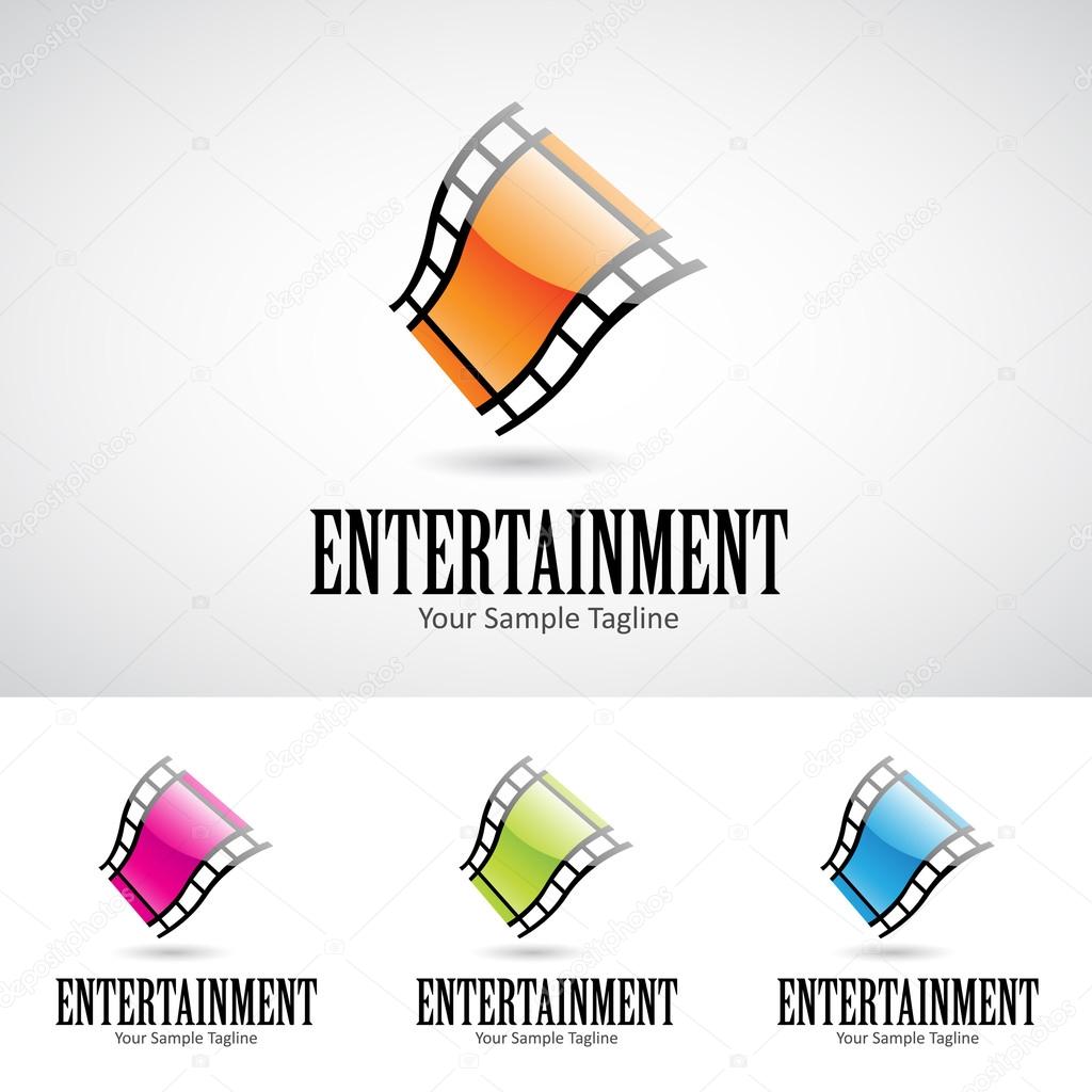 Glossy 3d Cartoon Film Reel Logo Icon Vector Illustration