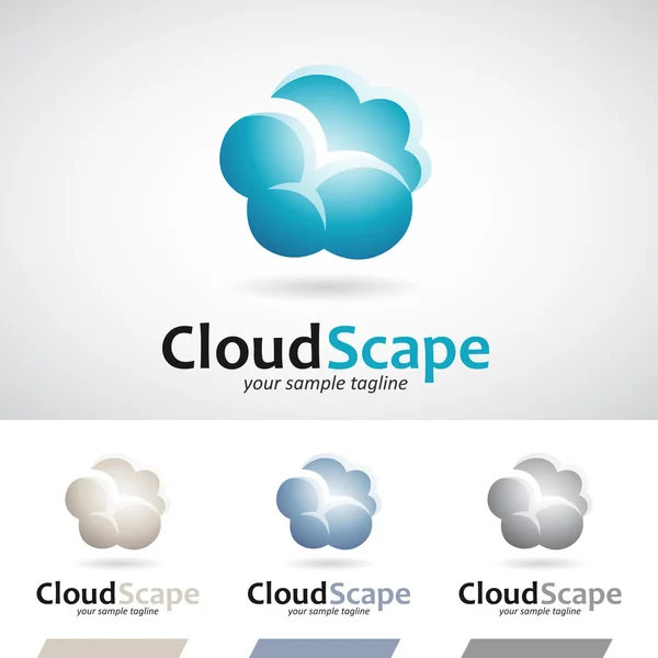 Icône de logo de nuage de pluie pelucheux bleu et brun — Image vectorielle
