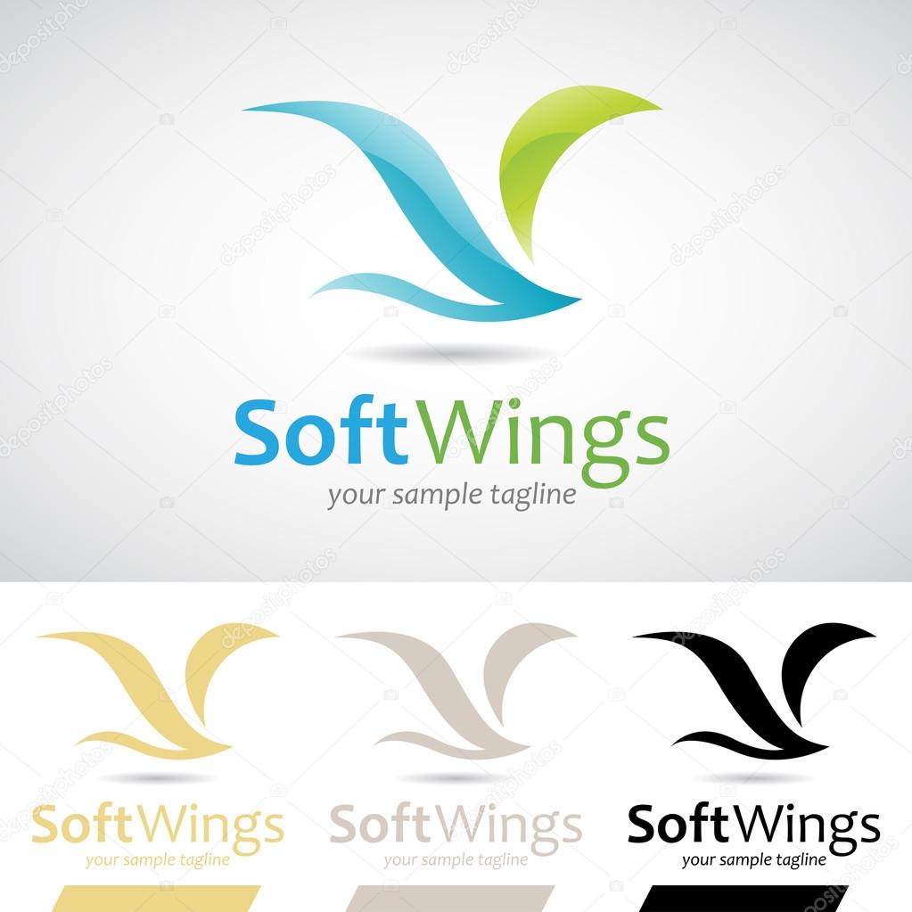 Blue and Green Soft Wings Bird Logo Icon Vector Illustration