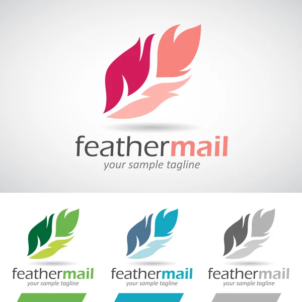 Kleurrijke Cartoon Feather Logo pictogram — Stockvector
