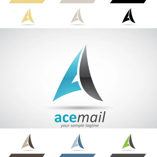 Blue and Black Logo Shapes and Icons of Letter A — Stock Vector