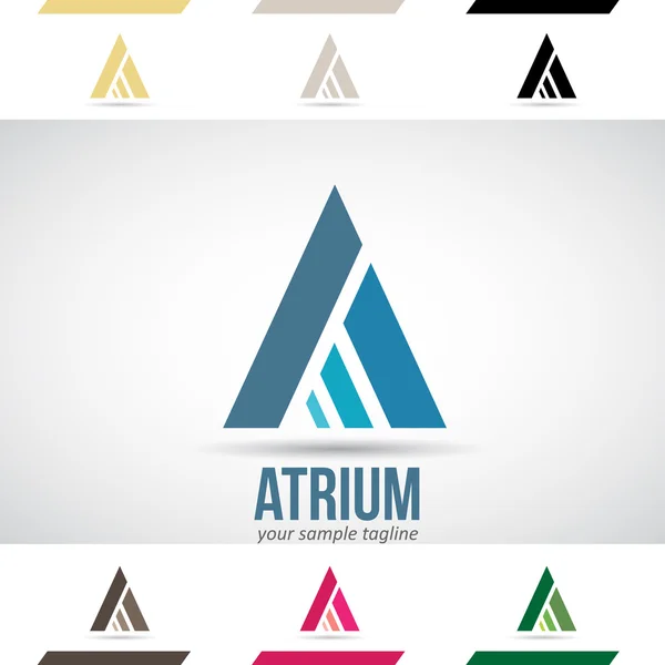 Blue and Green Logo Shapes and Icons of Letter A — Stock Vector