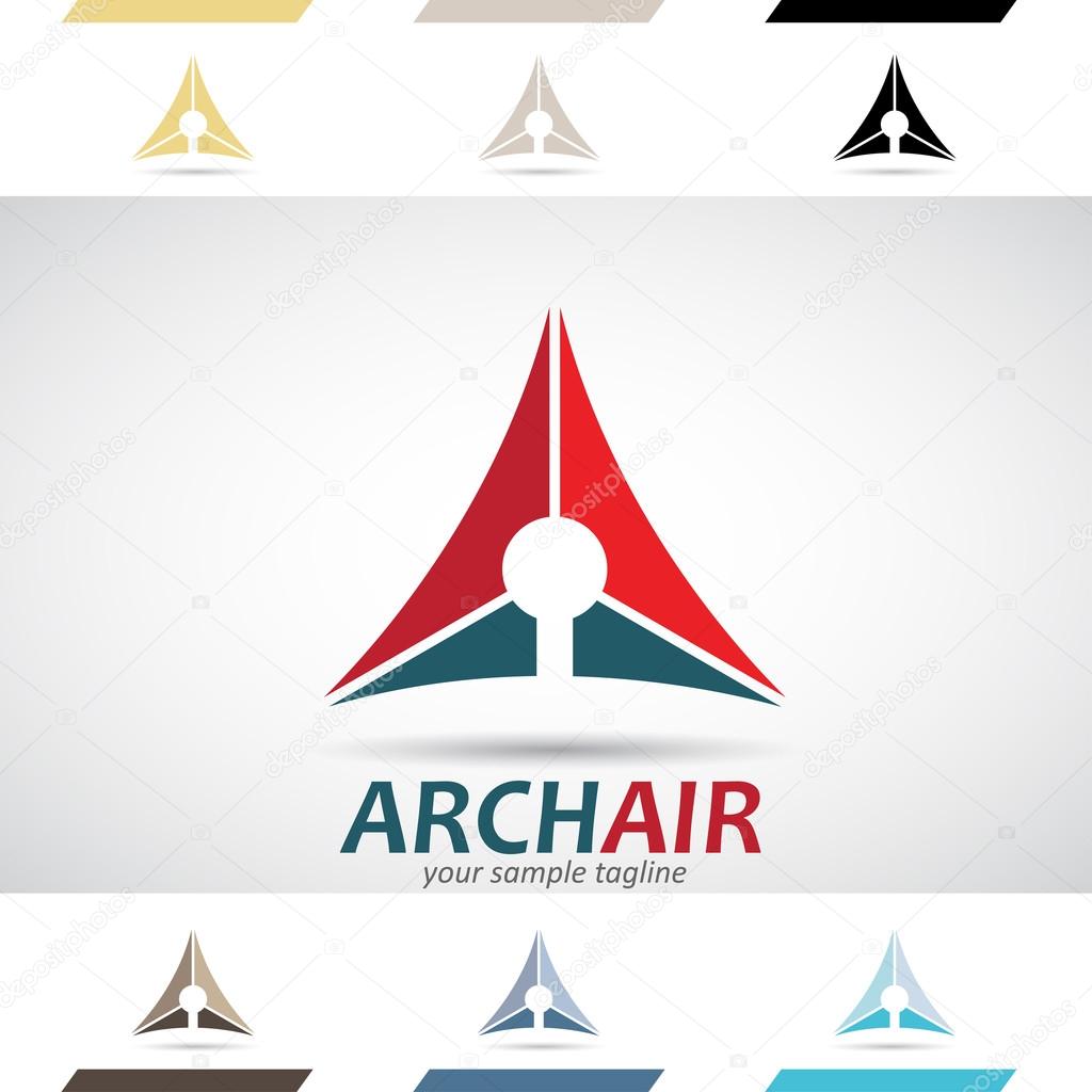 Red, Blue and Brown Logo Shapes and Icons of Letter A