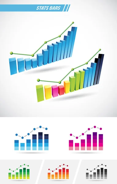 Stats Bar Charts — Stock Vector