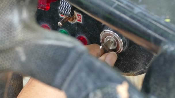 Starting buggy car , action viewed from vehicle — Stock Video