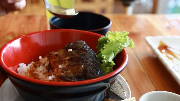 Caballa a la parrilla Estilo japonés — Vídeo de stock