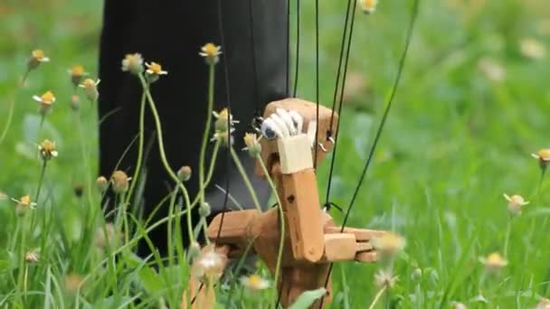Wooden marionette — Stock Video