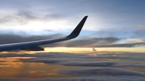 空気飛行機の窓から日光ビュー — ストック動画