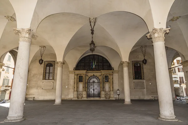 Entrance to the building Palazzo Loggia — Stock Photo, Image