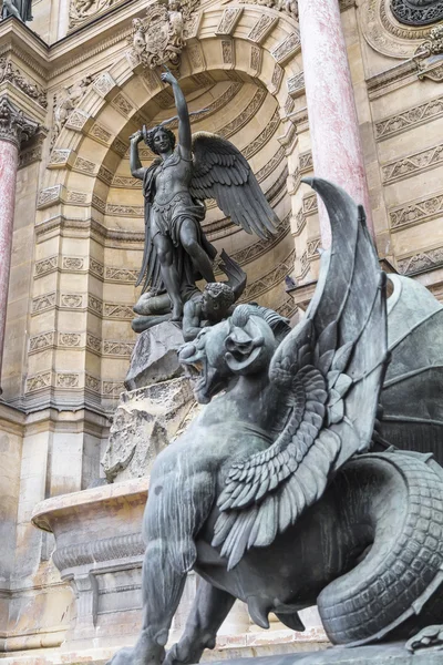 Detail of the fountain in the Plaza of St. Michael — Stock Photo, Image