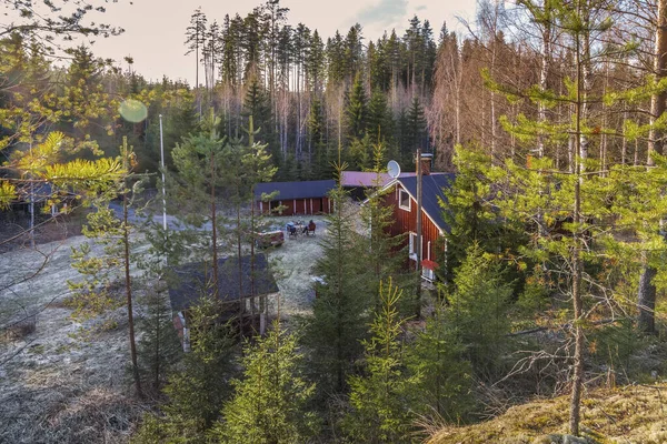 Karelien Finnland Ein Abgelegenes Ferienhaus Mit Dazugehörigen Gebäuden Den Strahlen — Stockfoto