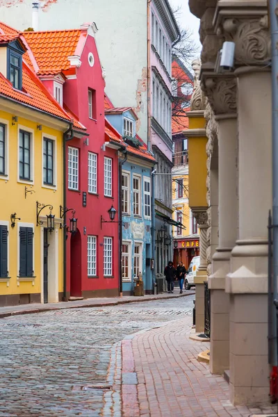 Riga Latvia March 2019 Short Street Kramu Street Historical Center — Stock Photo, Image